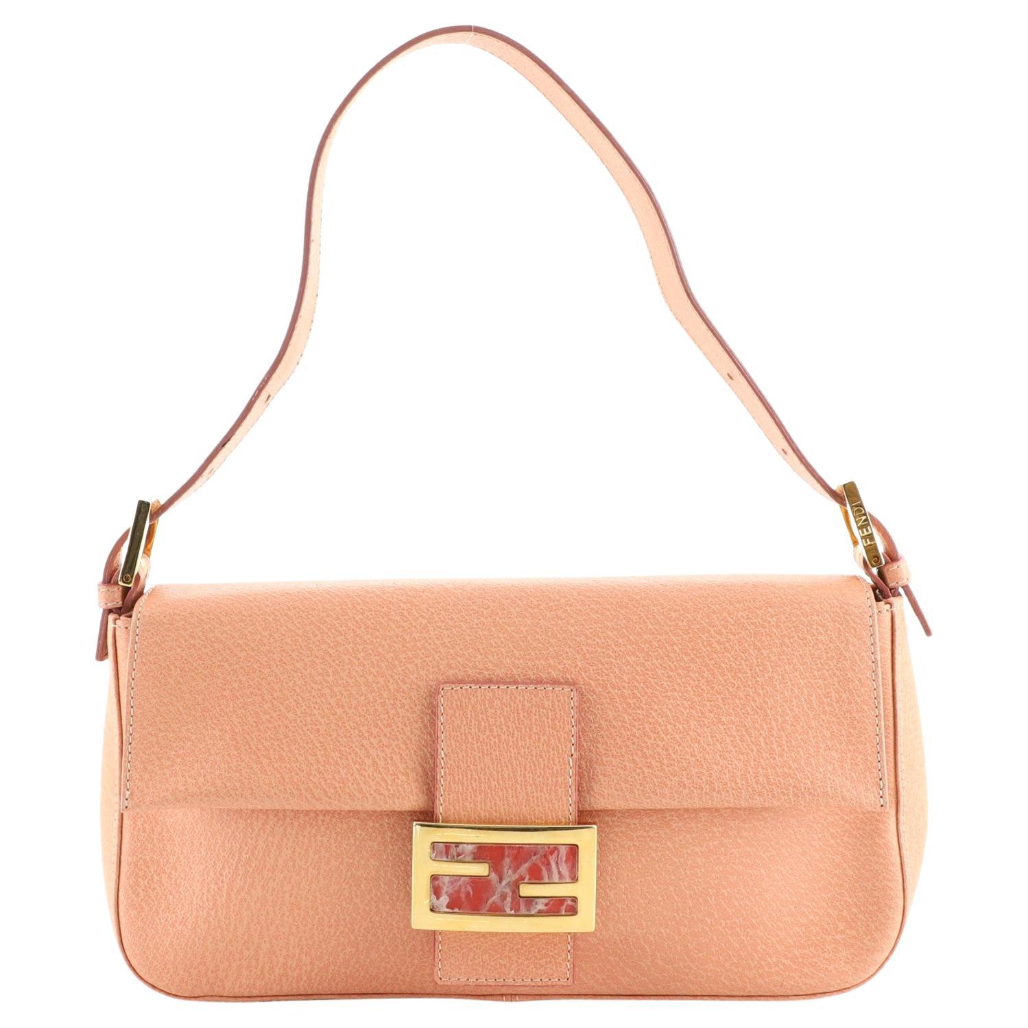 Fendi Pink Leather Baguette Shoulder Bag at 1stDibs