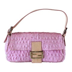 Fendi Baguette Bag Rosa Pailletten Exotic Skin Handle Vintage