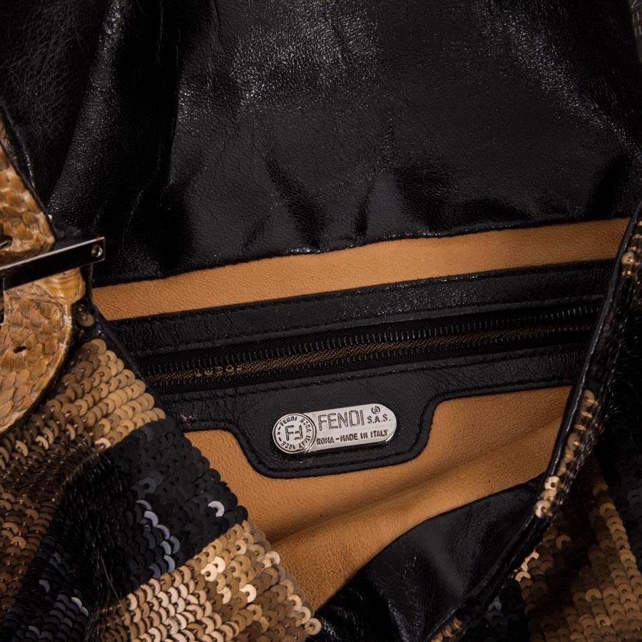 FENDI Baguette Bag with Bronze, Black and Gold Sequins 2