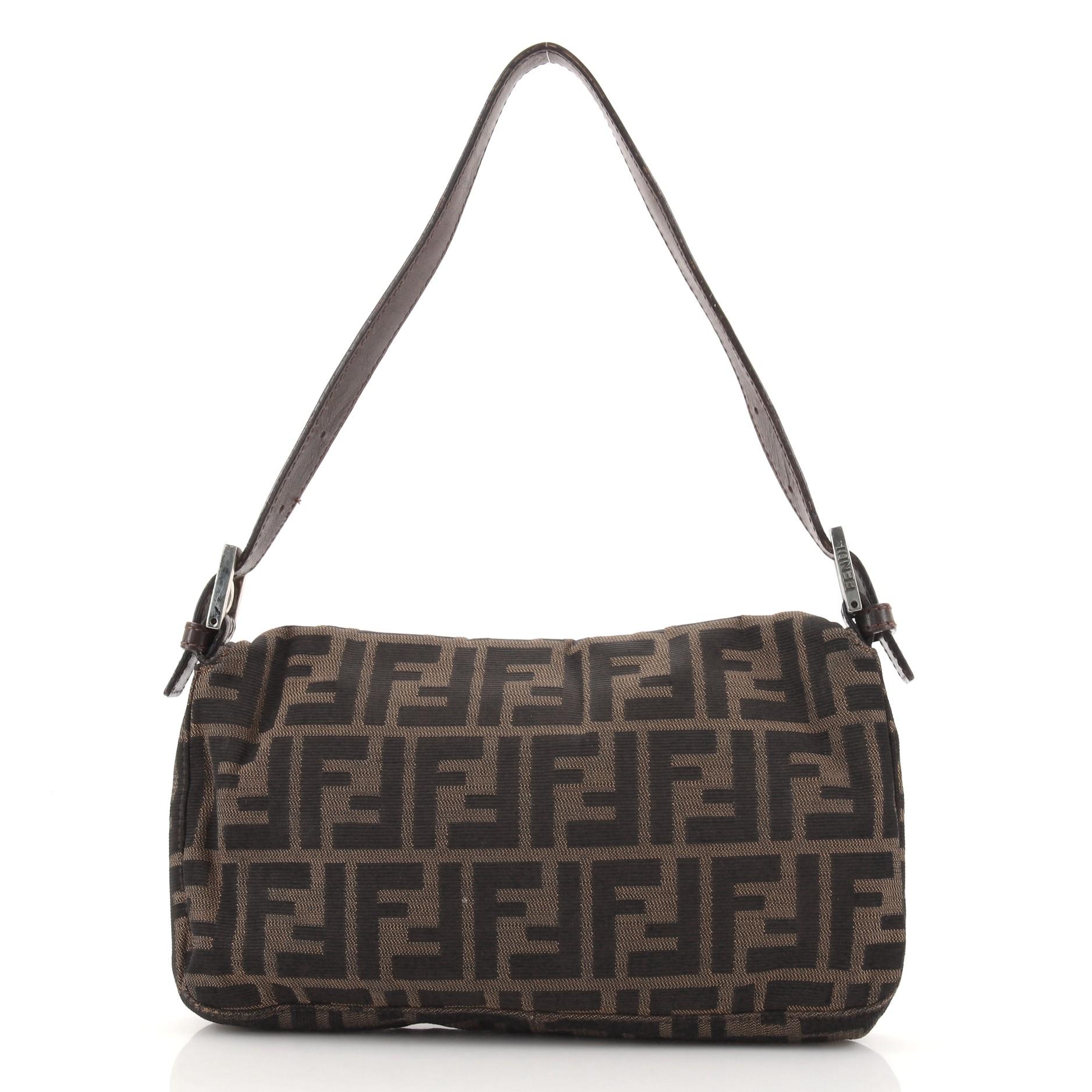 Black Fendi Baguette Bag Zucca Canvas