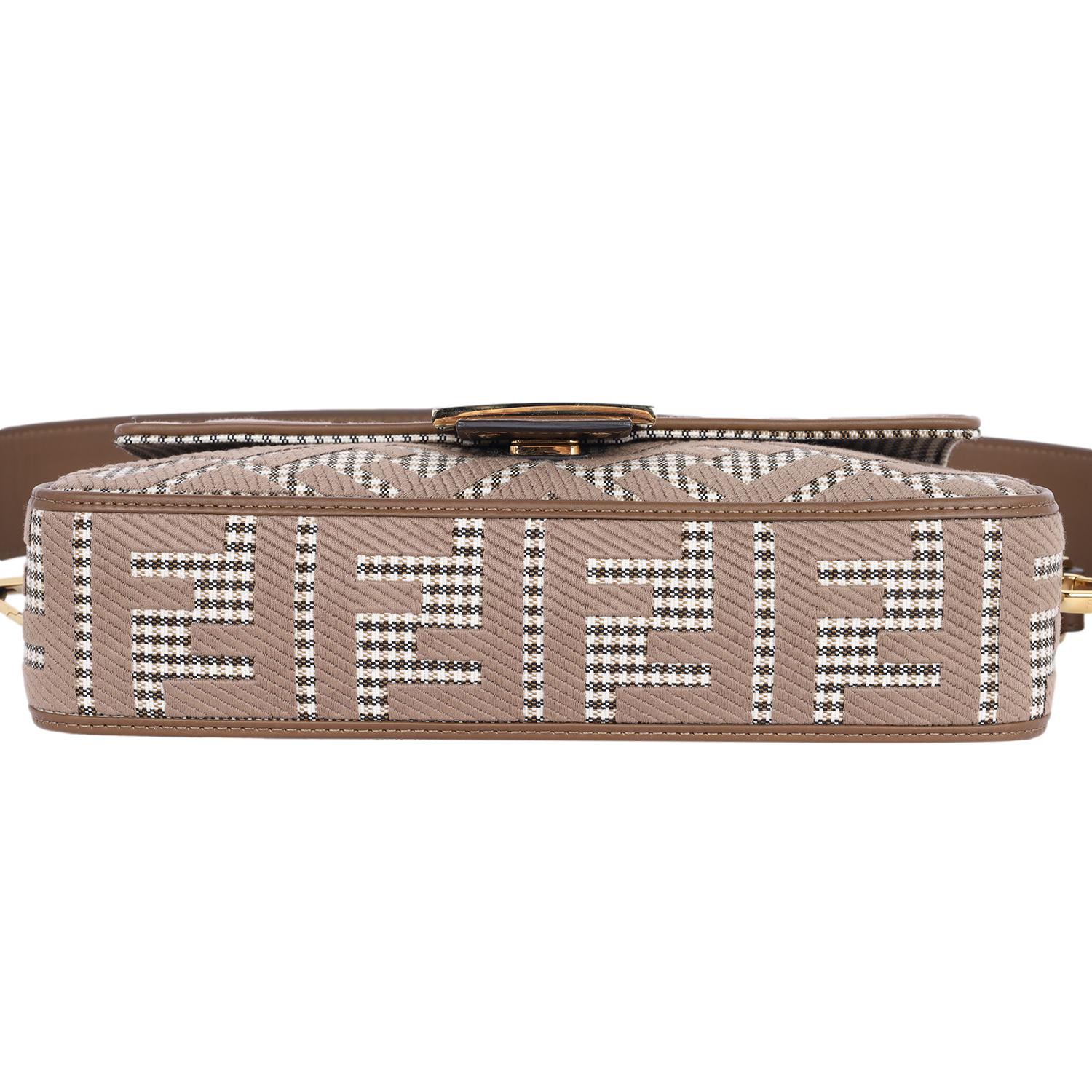 Fendi Baguette Bag Zucca Houndstooth Wool Brown 6