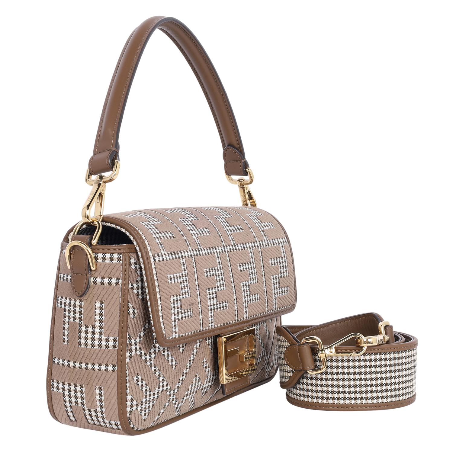 Fendi Baguette Bag Zucca Houndstooth Wool Brown 1