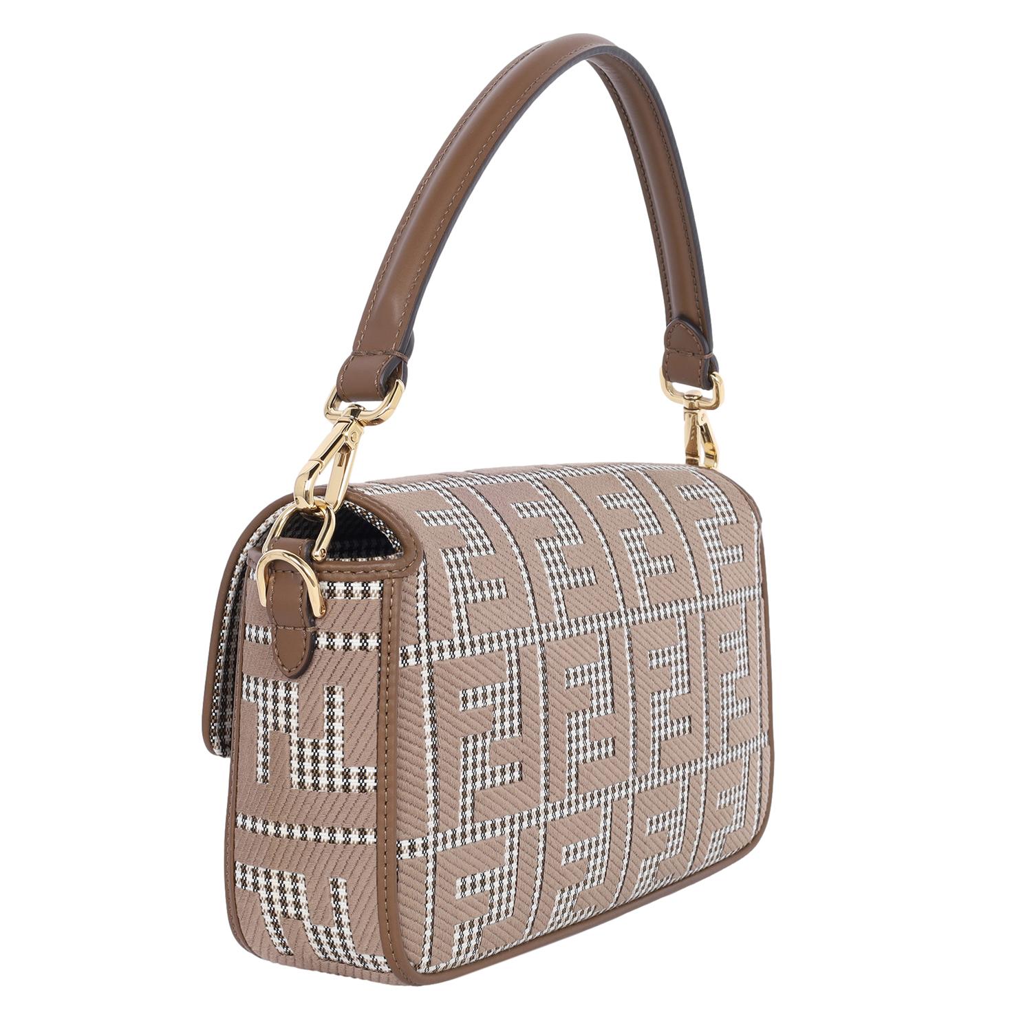 Fendi Baguette Bag Zucca Houndstooth Wool Brown 3