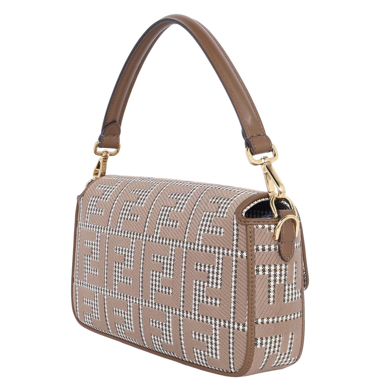 Fendi Baguette Bag Zucca Houndstooth Wool Brown 4