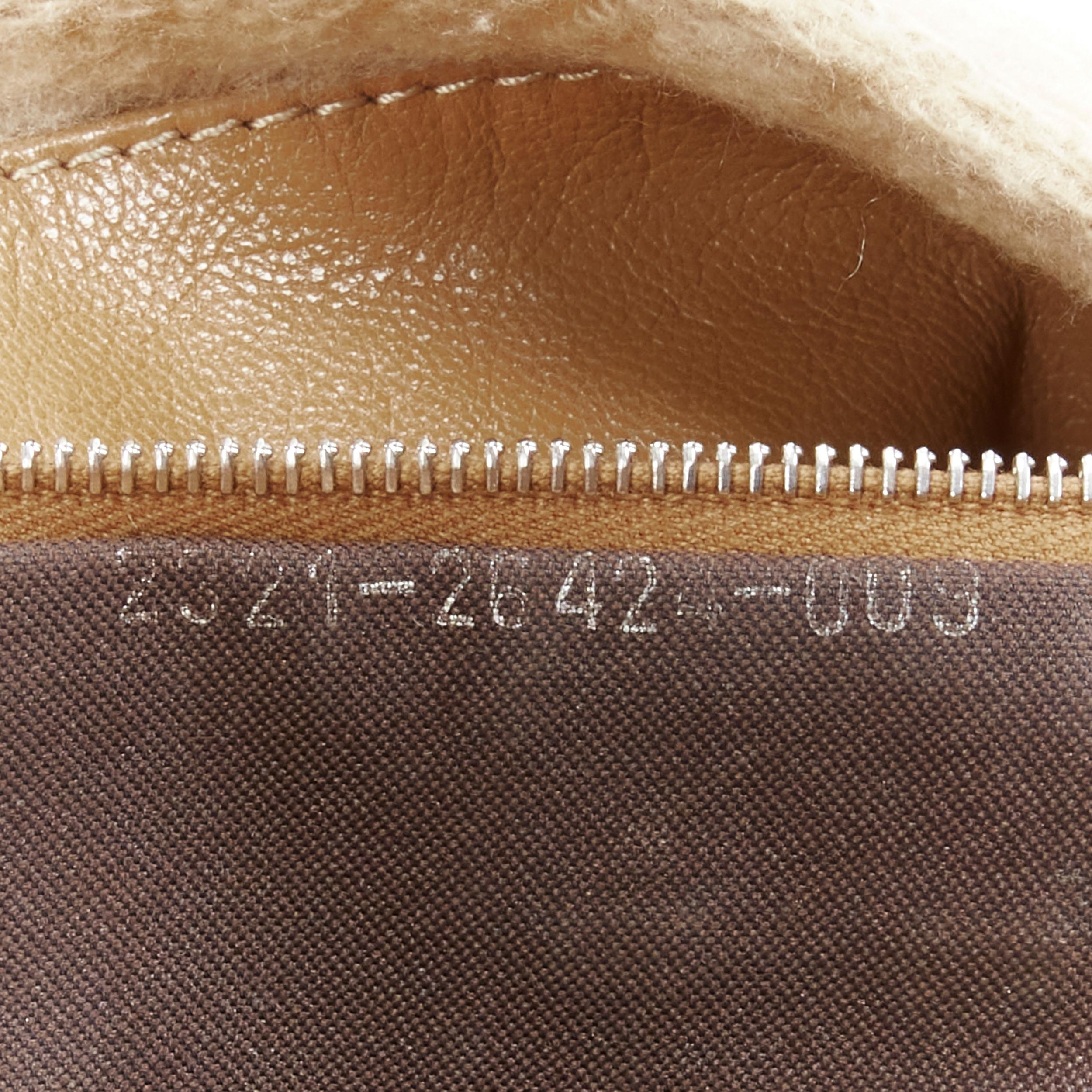FENDI Baguette beige FF Zucca monogram wool leather top handle underarm bag 6
