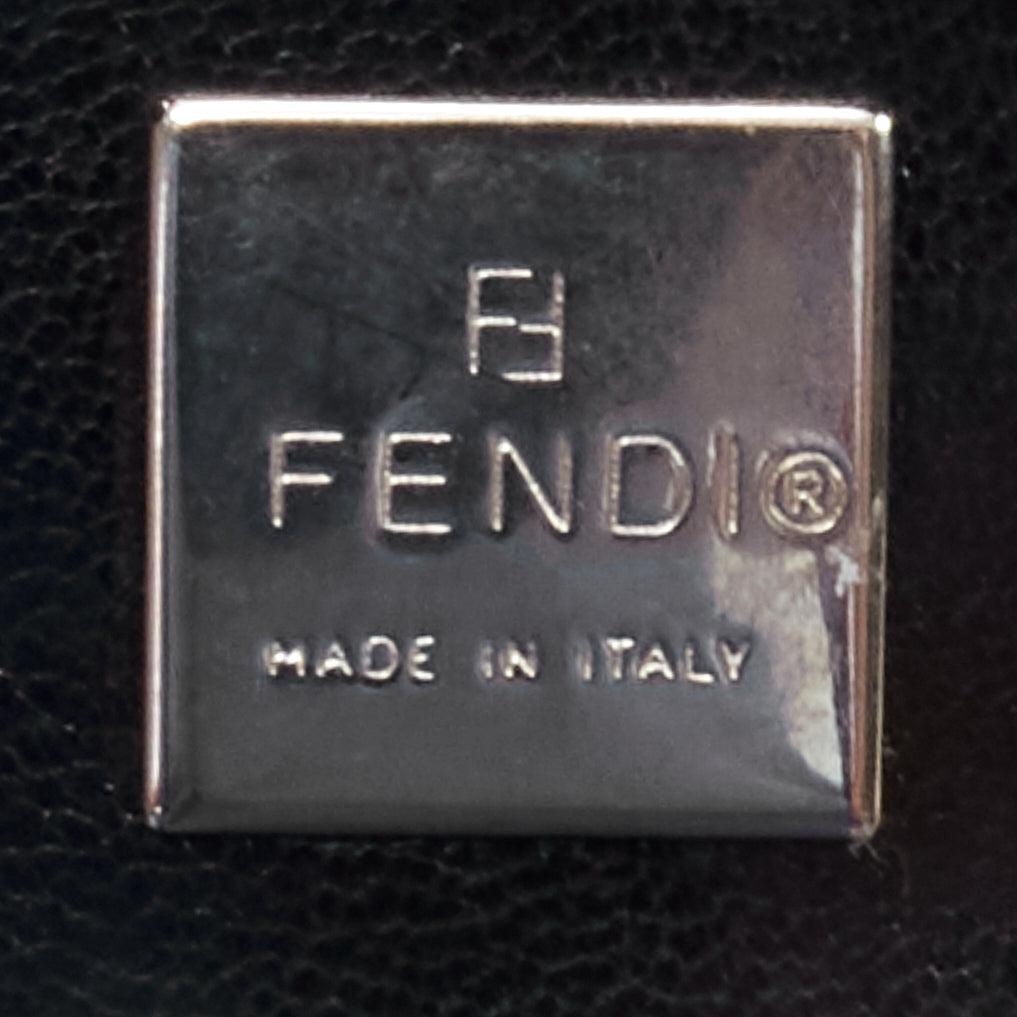FENDI Baguette black fabric leather strap metal buckle underarm bag 6