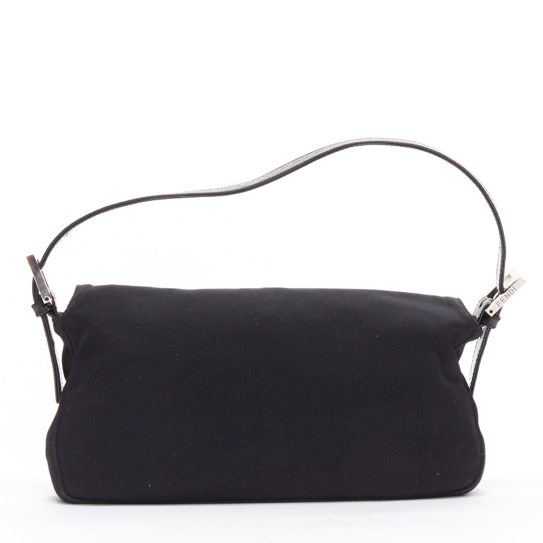 FENDI Baguette black fabric leather strap metal buckle underarm bag 1