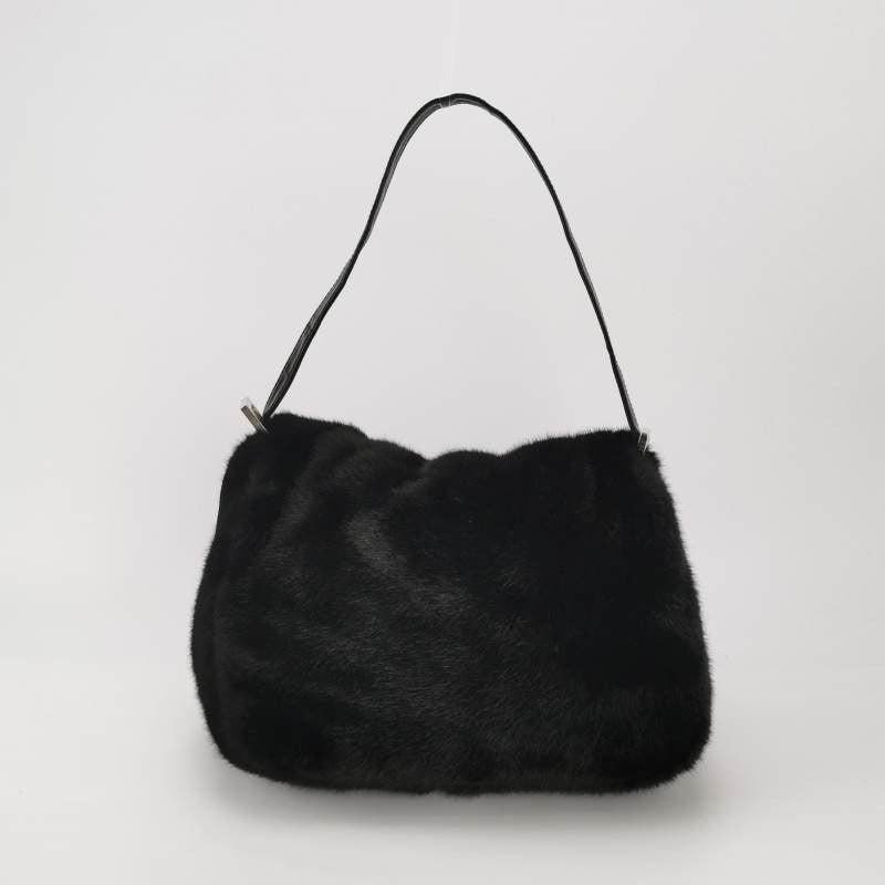 Fendi Baguette Black Faux Fur Shoulder Bag 3