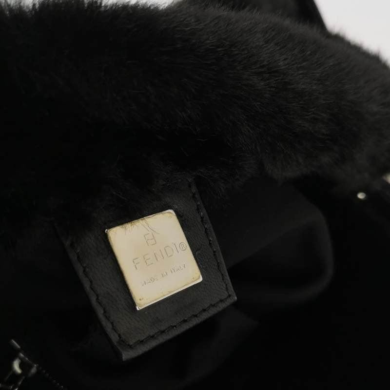 Fendi Baguette Black Faux Fur Shoulder Bag 4
