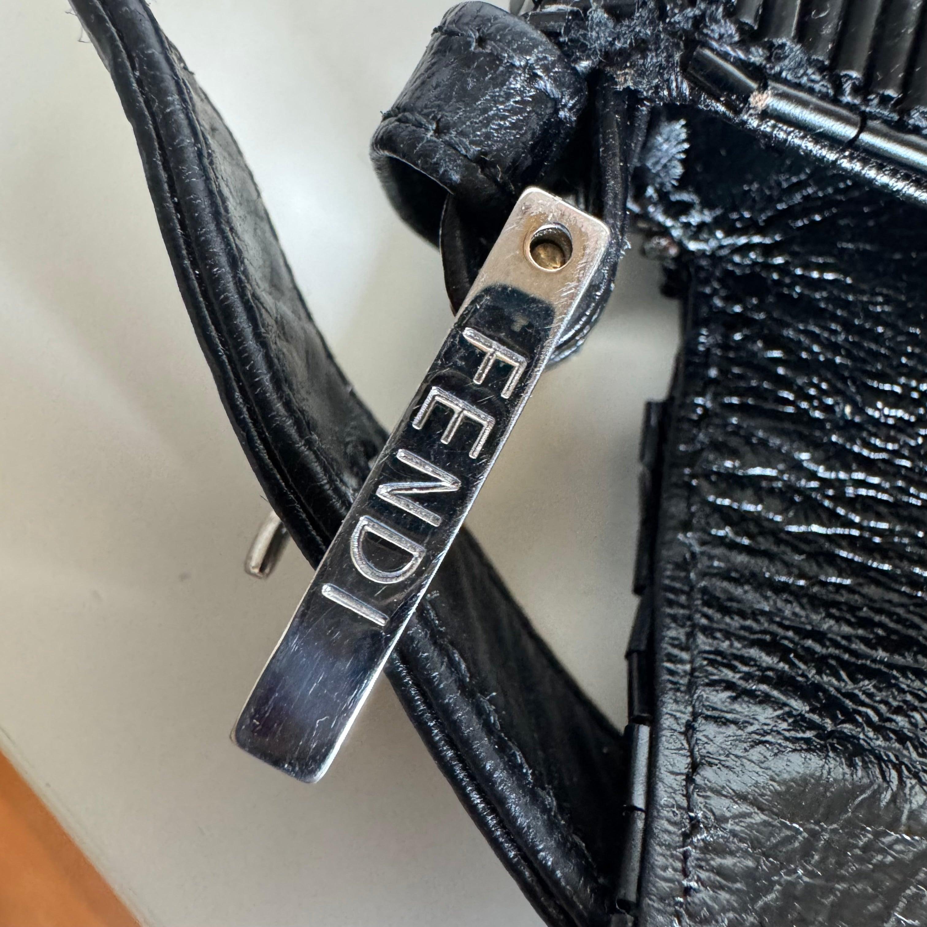 Fendi Baguette Black Glittering Waterfall Beads Shoulder Bag For Sale 14