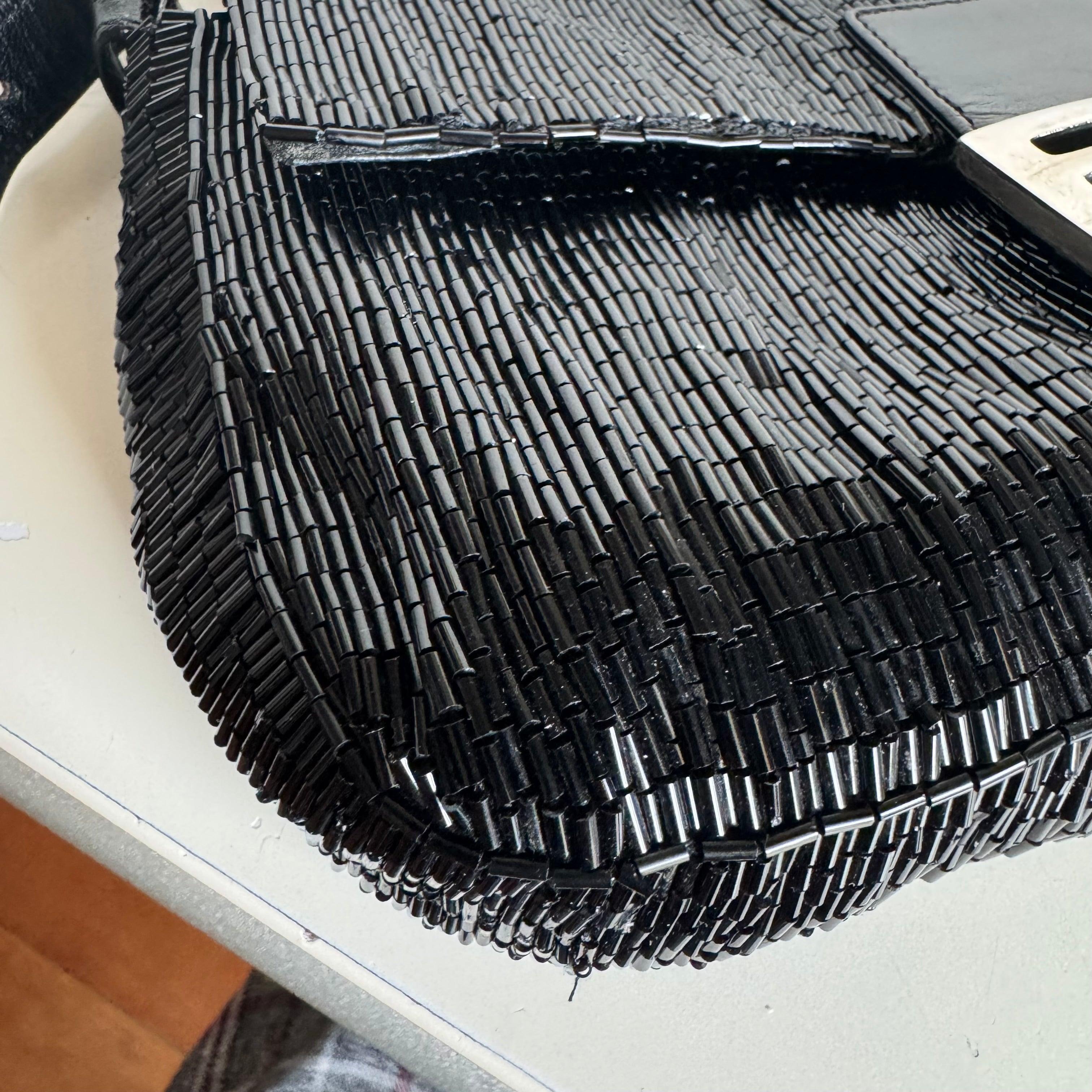 Fendi Baguette Black Glittering Waterfall Beads Shoulder Bag For Sale 5