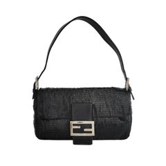 Fendi Baguette Black Glittering Waterfall Beads Shoulder Bag