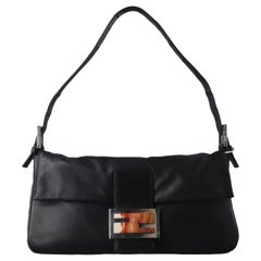 Fendi Baguette Black Lambskin Leather Shoulder Bag