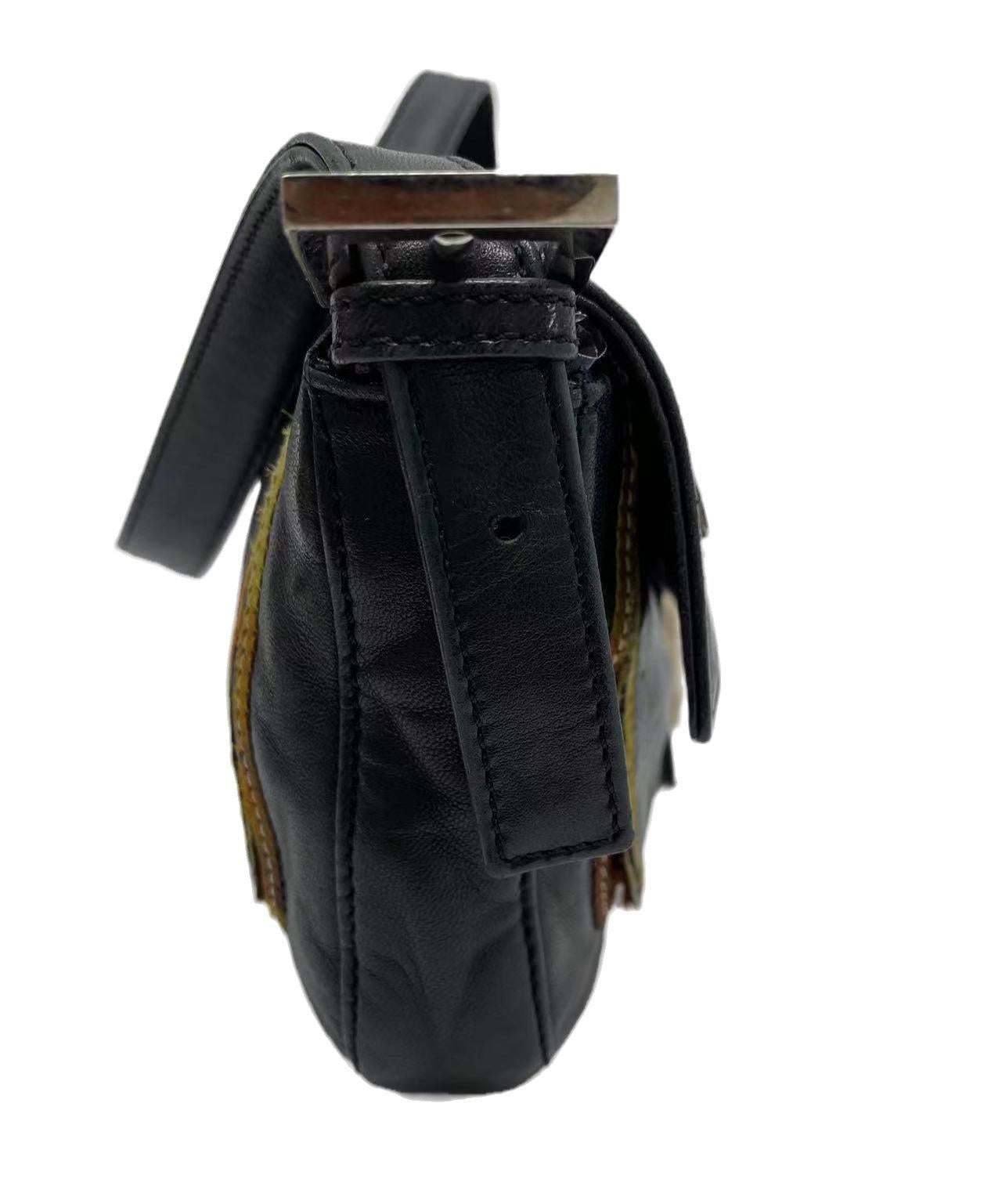 Women's Fendi Baguette Black Leather with Multicolor Seams
