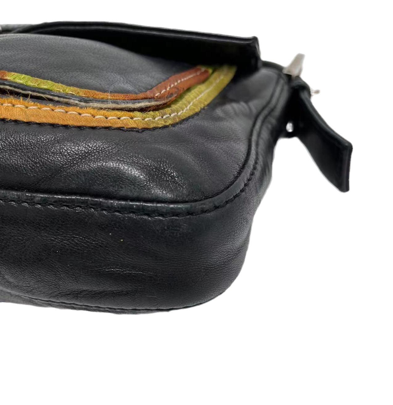 Fendi Baguette Black Leather with Multicolor Seams 2