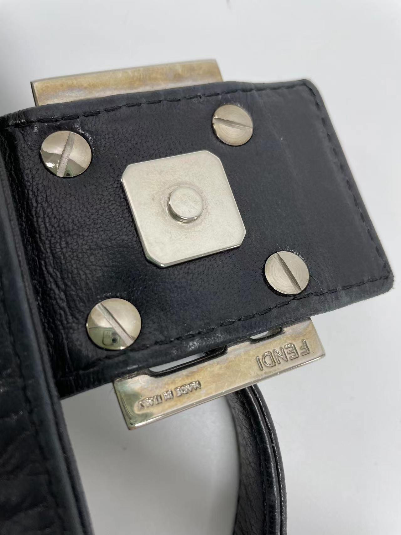 Fendi Baguette Black Leather with Multicolor Seams 4