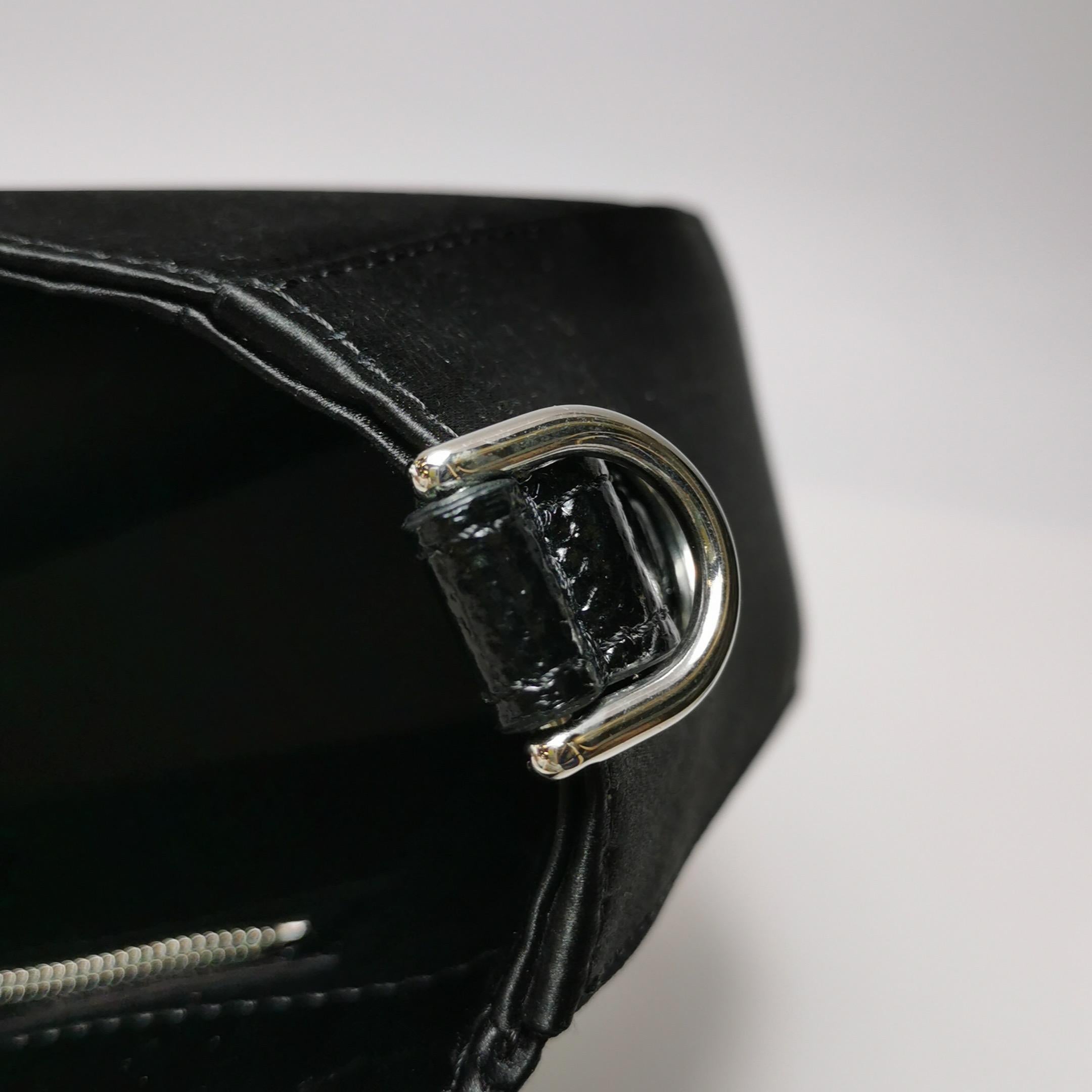Fendi Baguette Black Silk Crystal Buckle Crossbody Bag For Sale 8