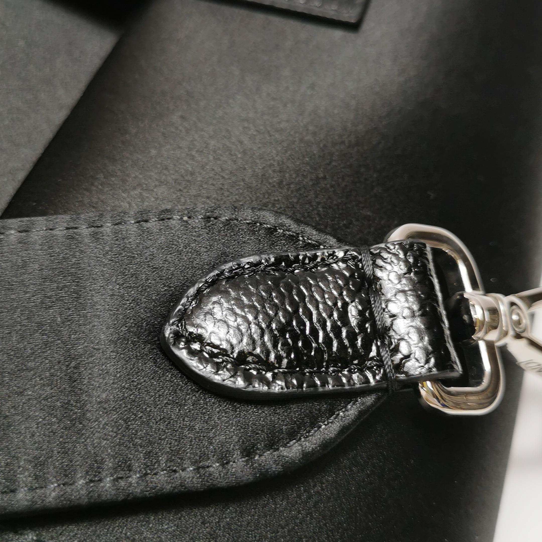 Fendi Baguette Black Silk Crystal Buckle Crossbody Bag For Sale 13
