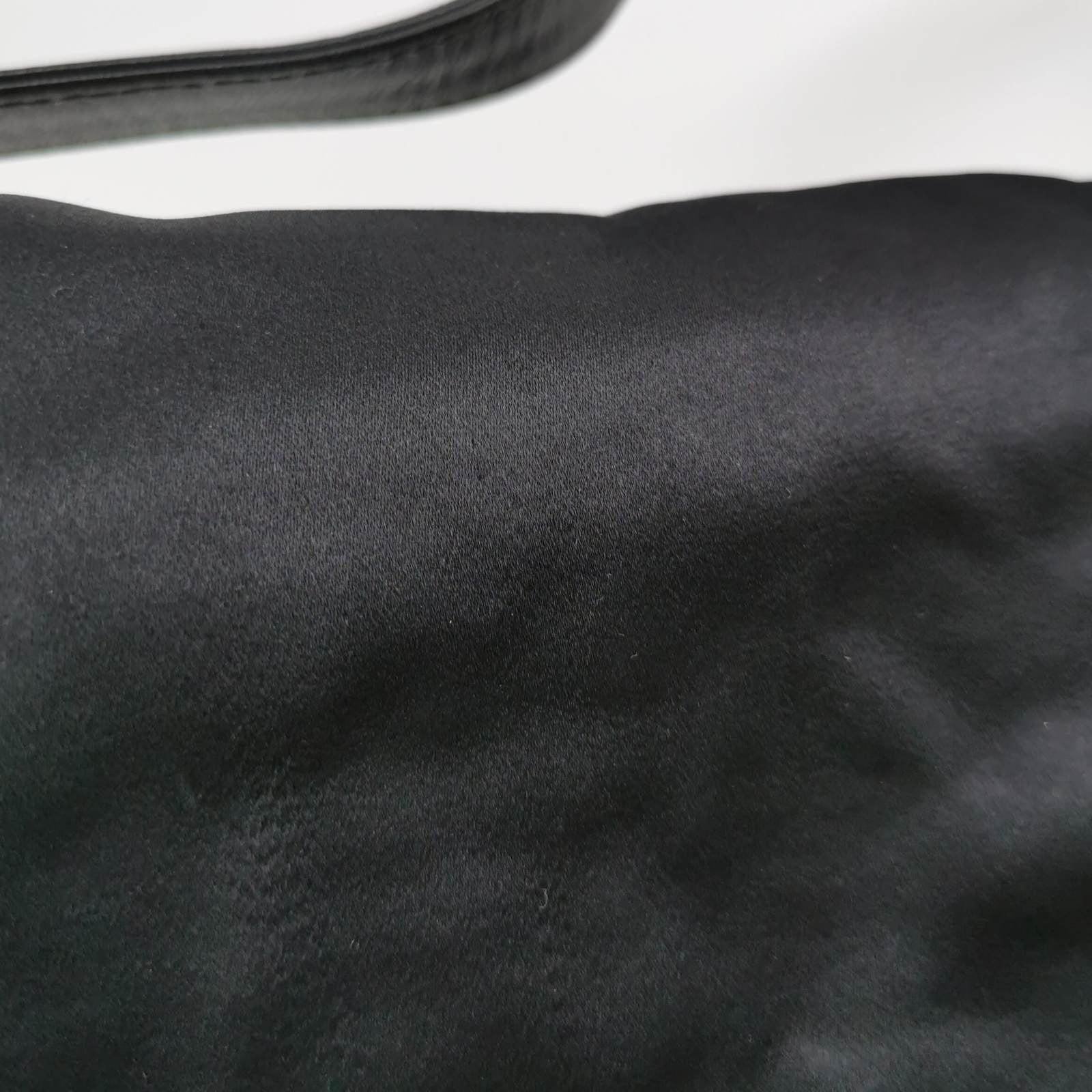 FENDI Baguette Black Silk Satin with Crystal Buckle Shoulder Bag 10