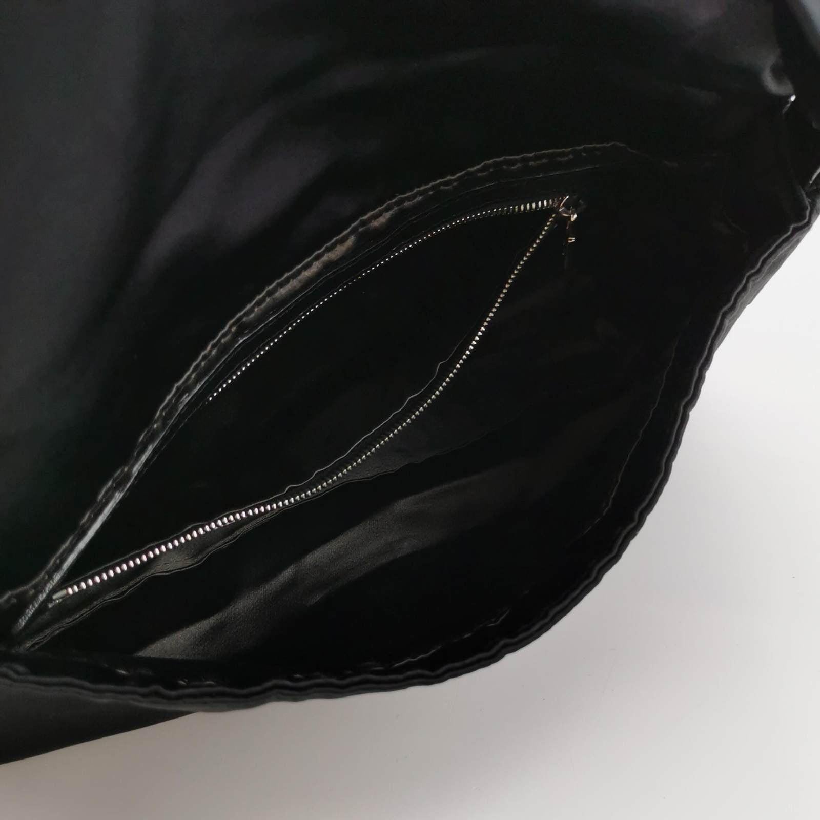 FENDI Baguette Black Silk Satin with Crystal Buckle Shoulder Bag 2