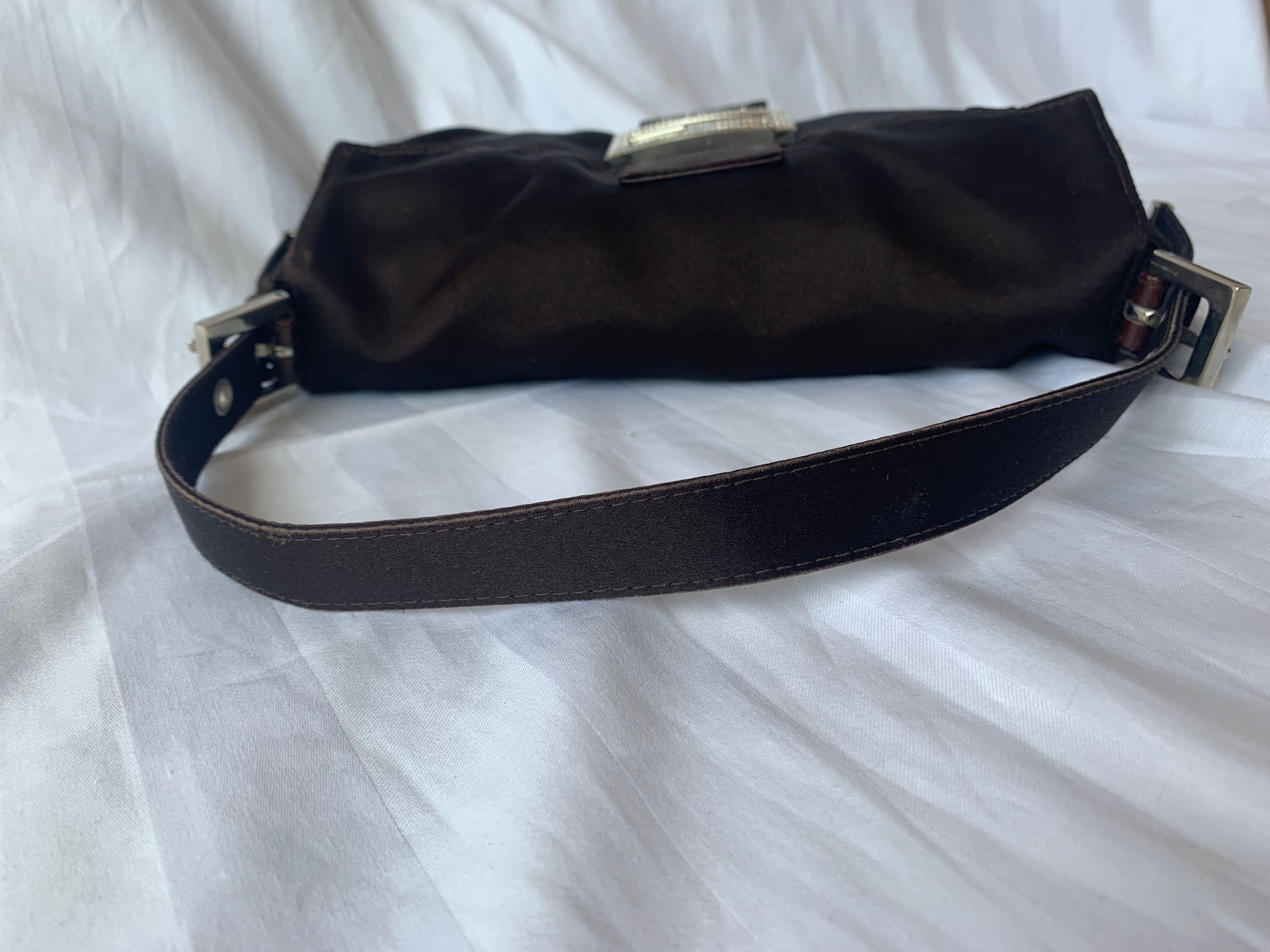 FENDI Baguette Black Silk with Crystal Buckle 3