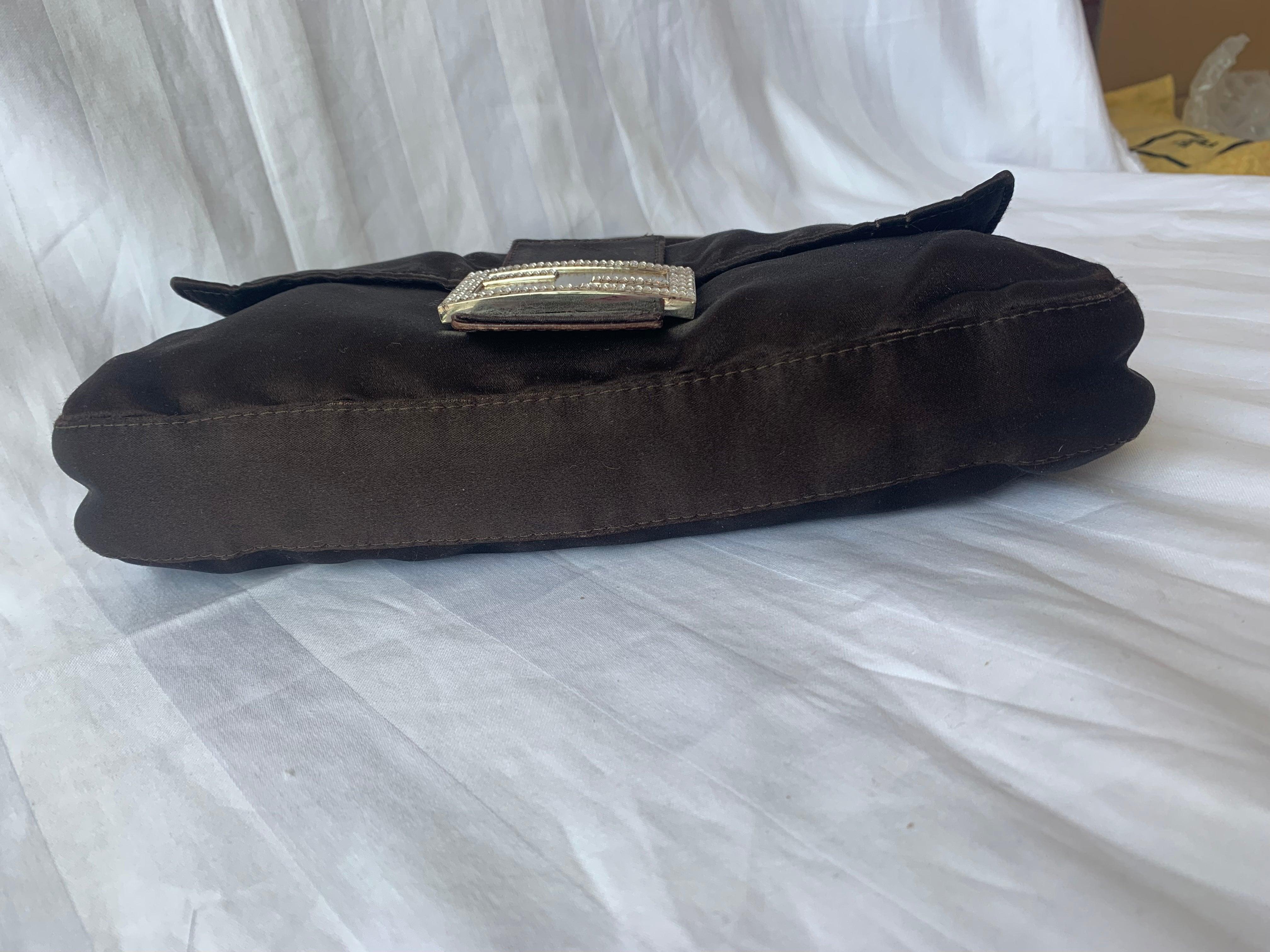 FENDI Baguette Black Silk with Crystal Buckle 4