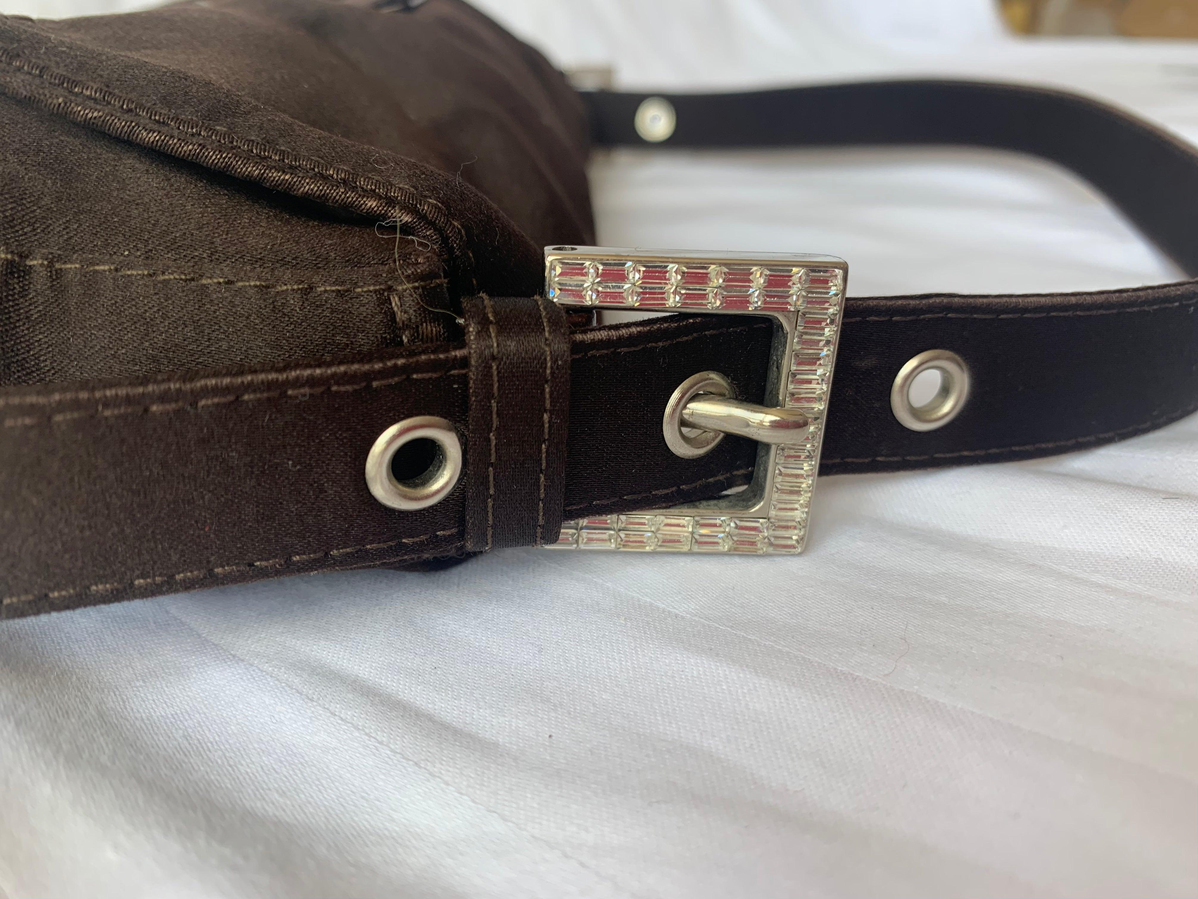 FENDI Baguette Black Silk with Crystal Buckle 5