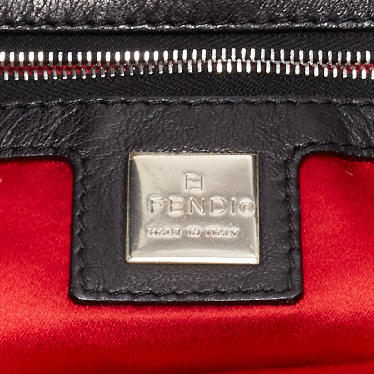 FENDI Baguette black soft nappa leather enamel FF buckle underarm bag 5