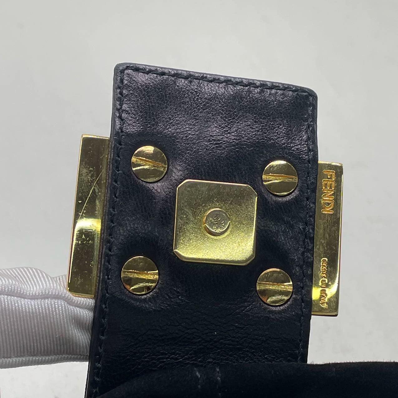 Fendi Baguette Black Suede Leather Red Buckle Shoulder Bag For Sale 6