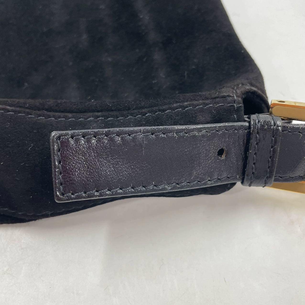 Fendi Baguette Black Suede Leather Shoulder Bag 8