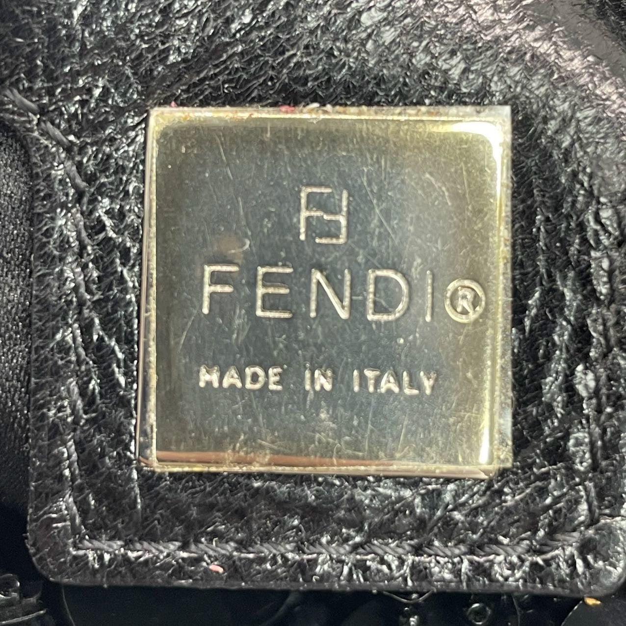 Fendi Baguette Black Swan Feather-like Sequins Beaded Shoulder Bag For Sale 2
