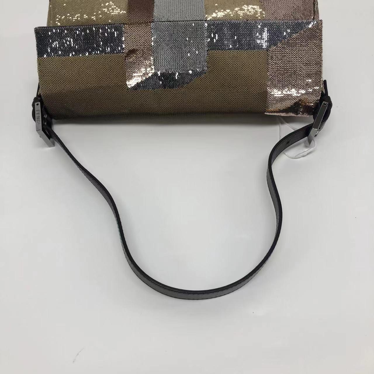 Fendi Baguette Blocks Abstract Pattern Glitter Sequin Shoulder bag For Sale 8