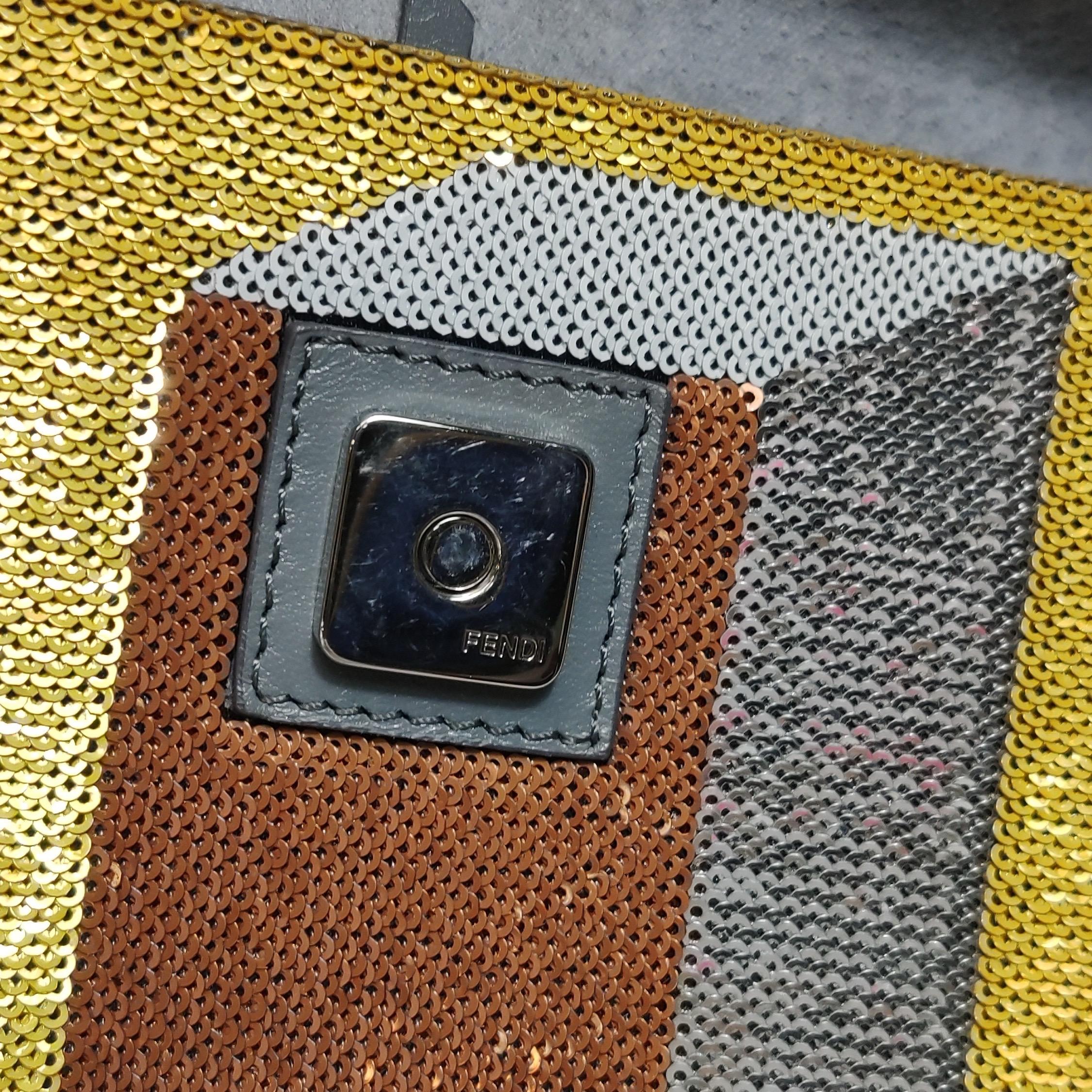 Fendi Baguette Blocks Abstract Pattern Glitter Sequin Shoulder bag For Sale 8