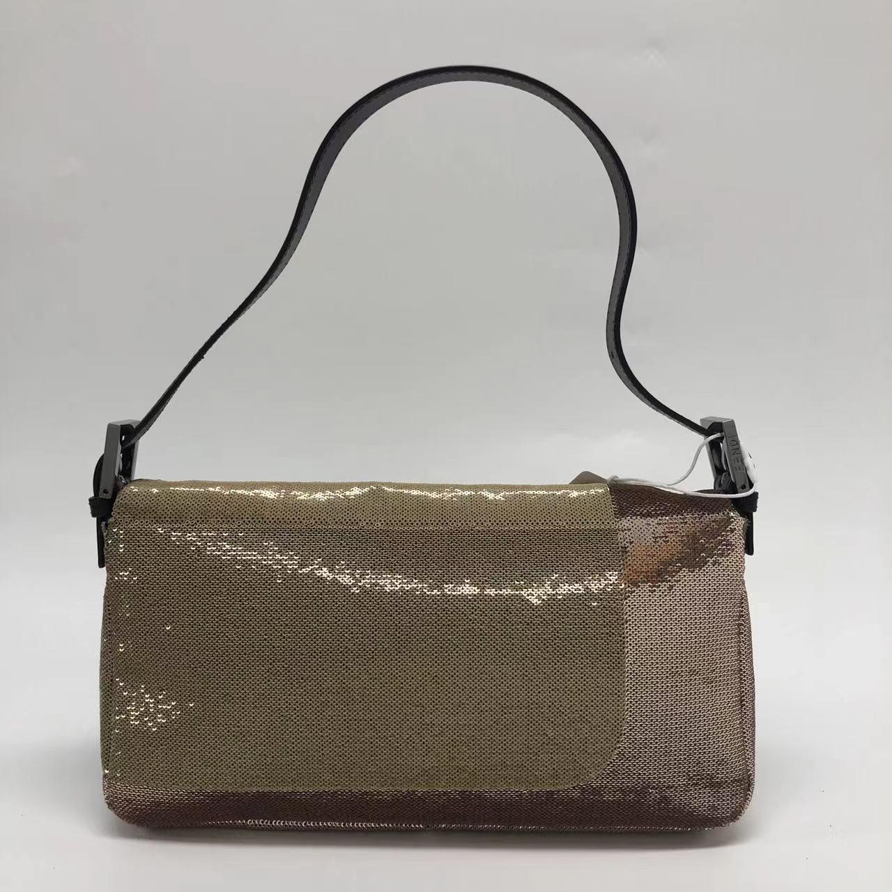 Bolso Fendi Baguette Bloques Motivo Abstracto Purpurina Lentejuelas Negro en venta