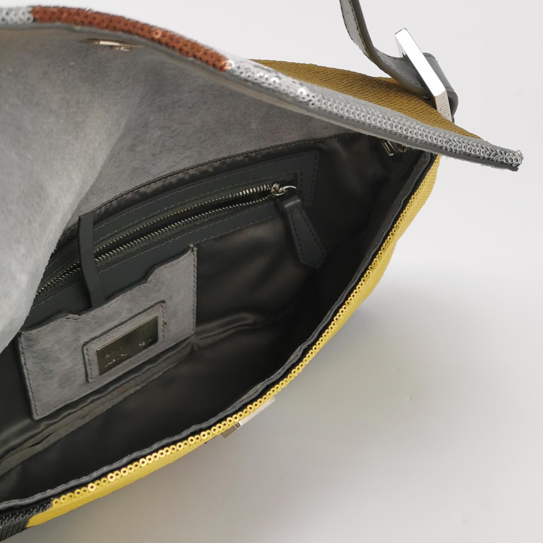 Fendi Baguette Blocks Abstract Pattern Glitter Sequin Shoulder bag For Sale 2