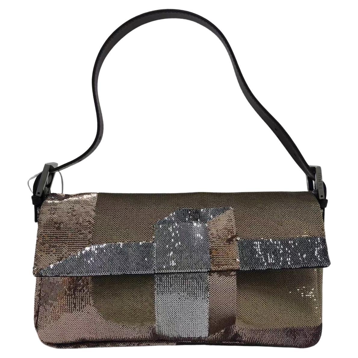Fendi Baguette Blocks Abstract Pattern Glitter Sequin Shoulder bag For Sale