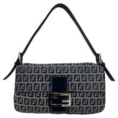 Fendi Baguette Blue Canvas FF Logomania