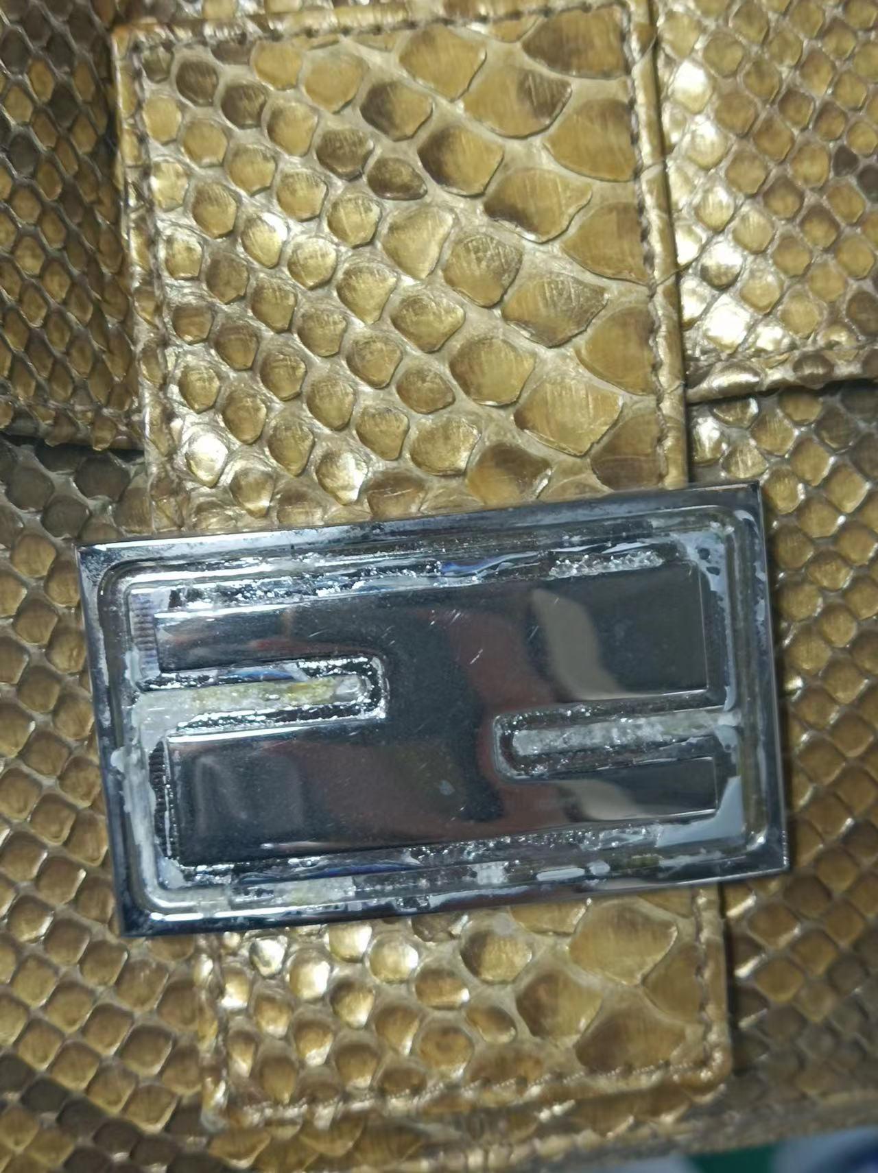 Fendi Baguette Brown Python Leather Snake Print For Sale 10