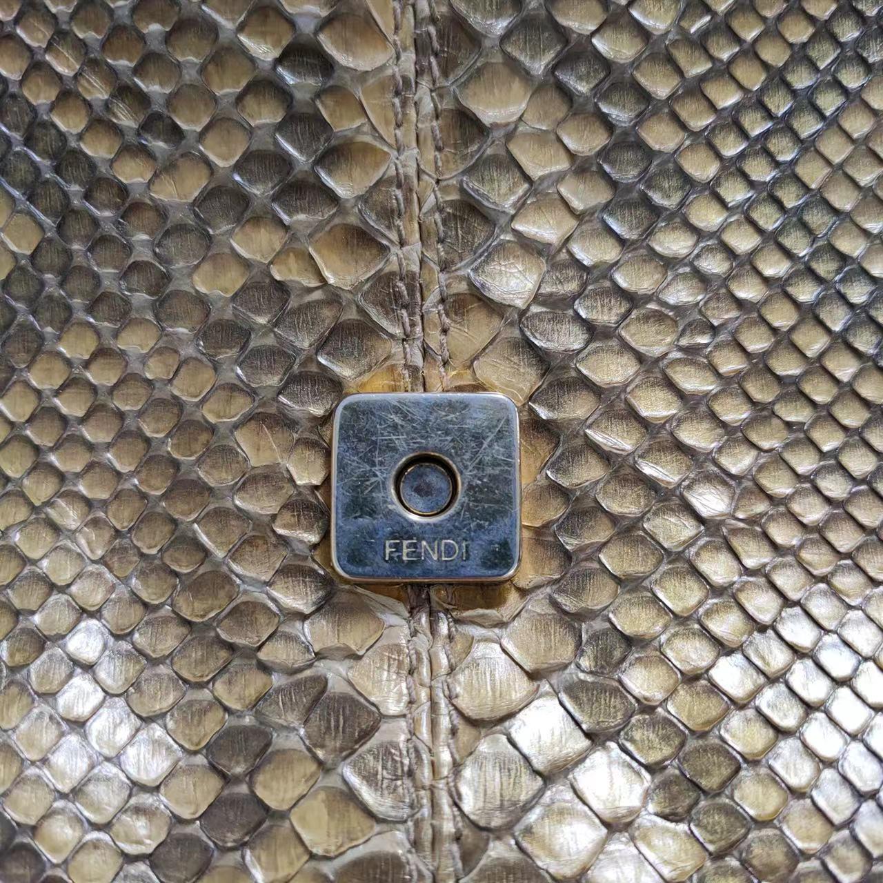 Fendi Baguette Brown Python Leather Snake Print For Sale 15