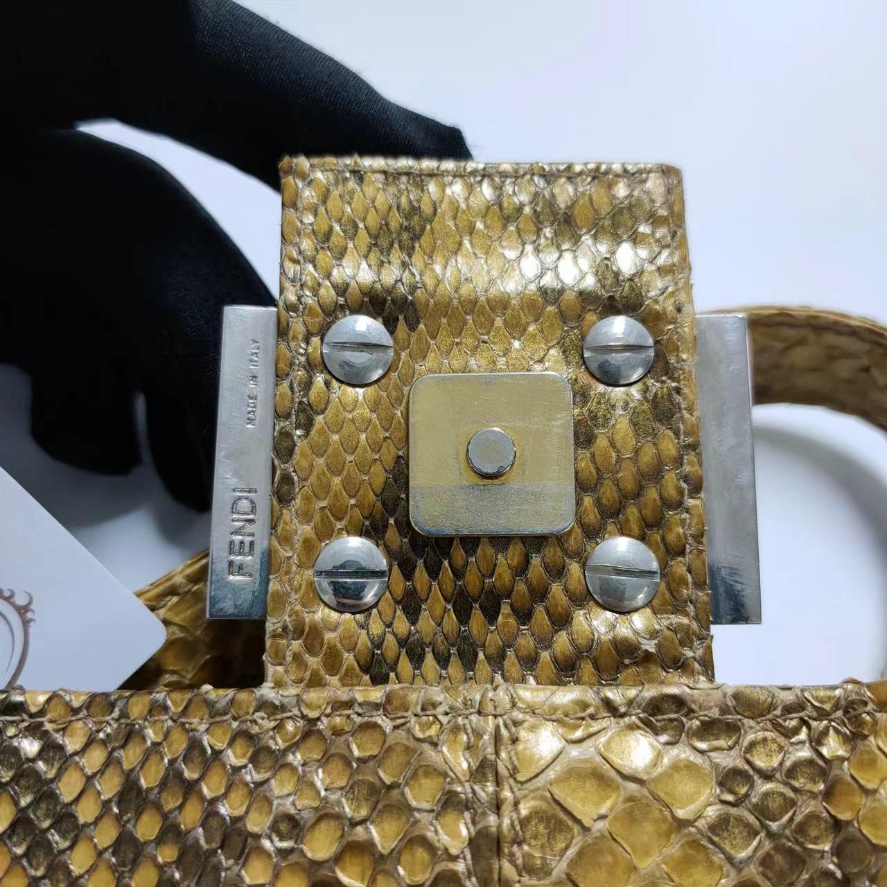 Fendi Baguette Brown Python Leather Snake Print For Sale 16