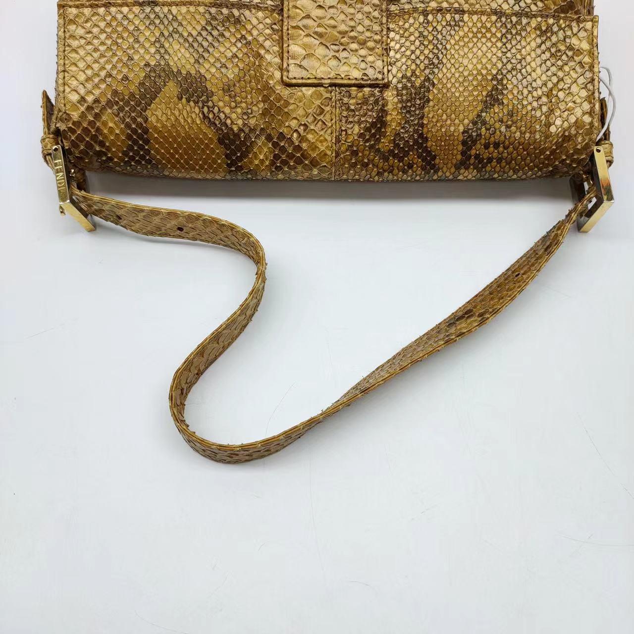 Fendi Baguette Brown Python Leather Snake Print For Sale 2