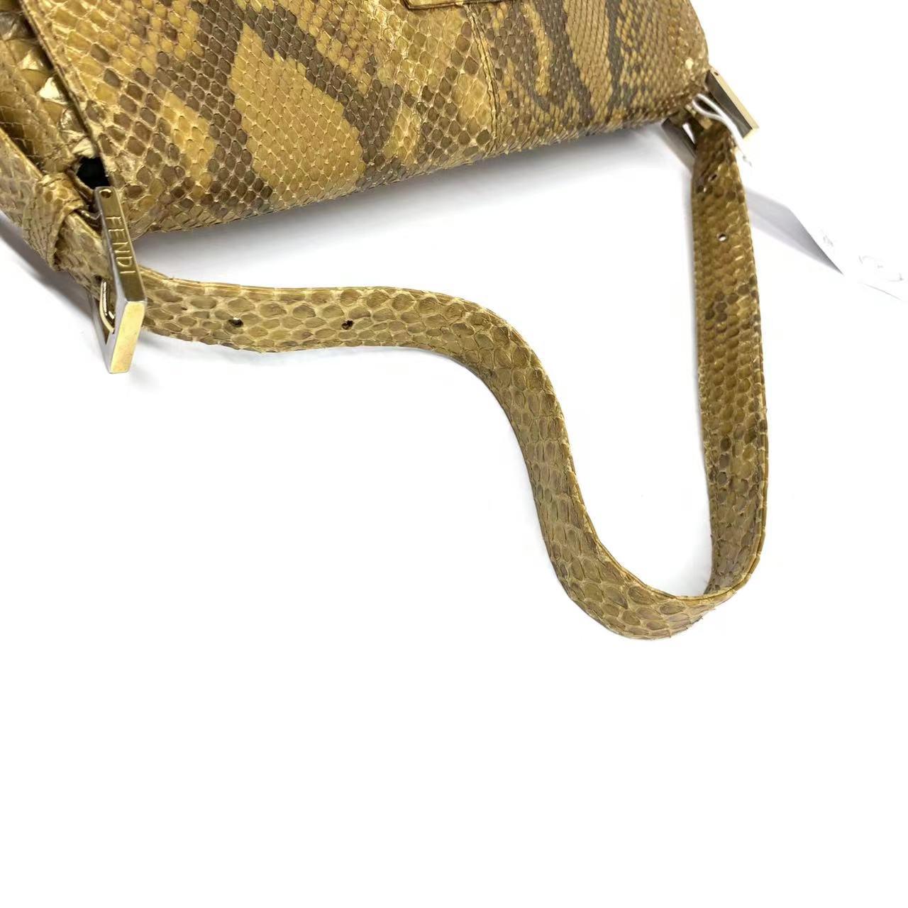 Fendi Baguette Brown Python Leather Snake Print For Sale 3