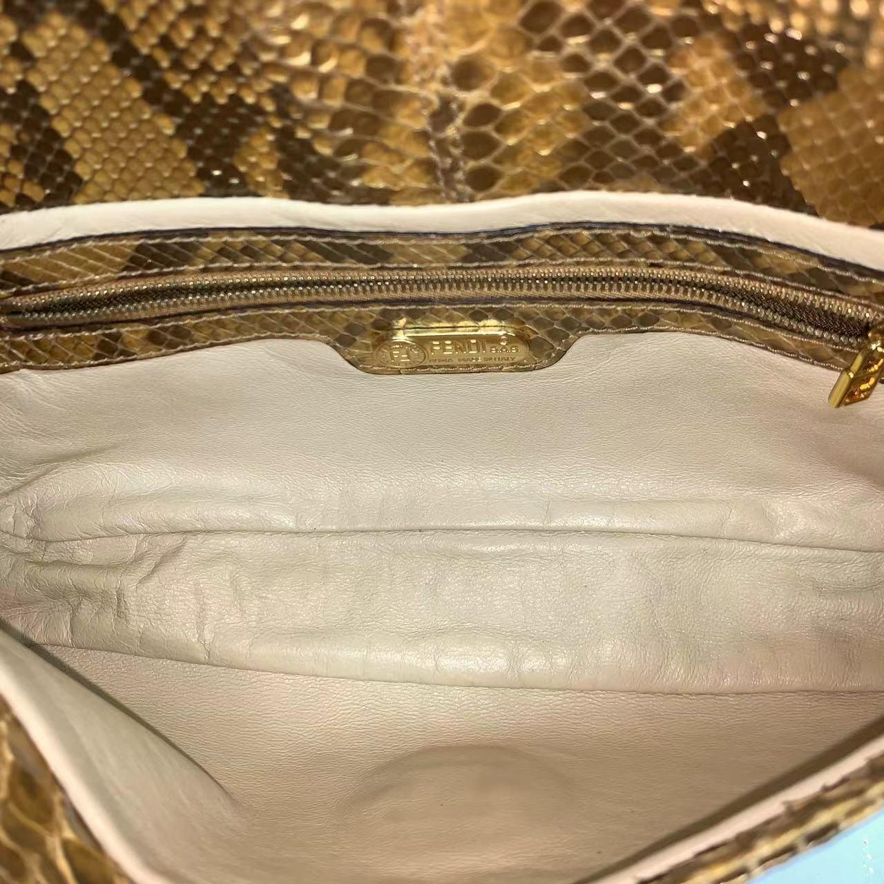 Fendi Baguette Brown Python Leather Snake Print For Sale 4
