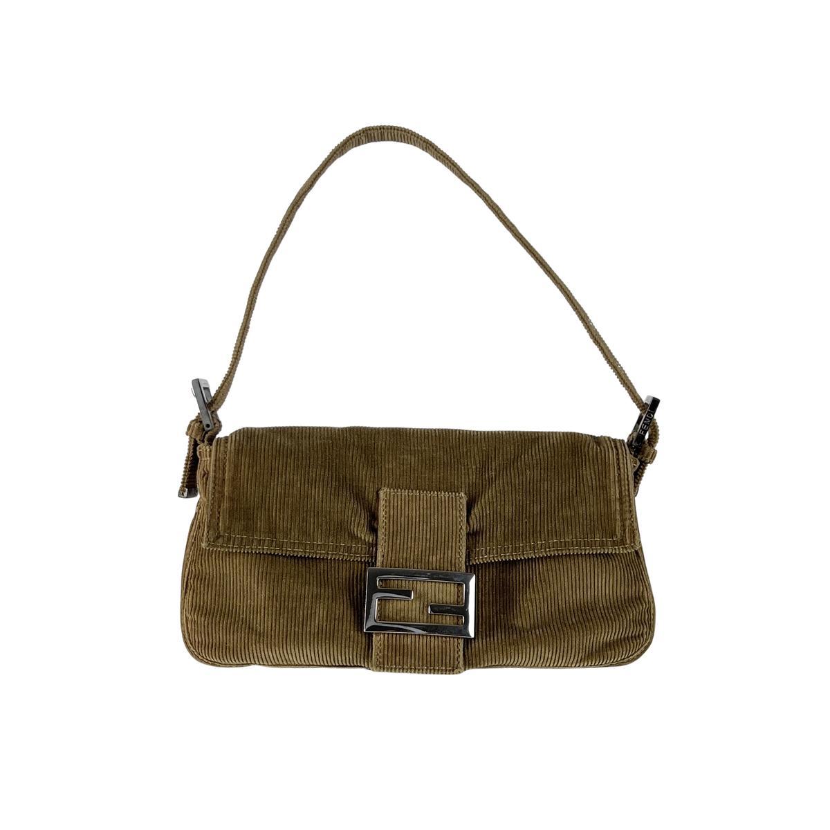 Fendi Baguette Brown Suede Shoulder Bag en vente