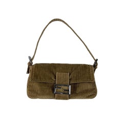 Fendi Baguette Brown Suede Shoulder Bag