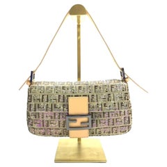 Fendi Baguette Brown Zucchino Monogram Multicolor Crystals Shoulder Bag