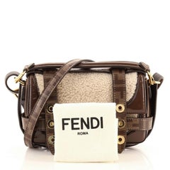 Fendi Baguette Cage Bag Shearling with Patent and Zucca Coated Canvas Min