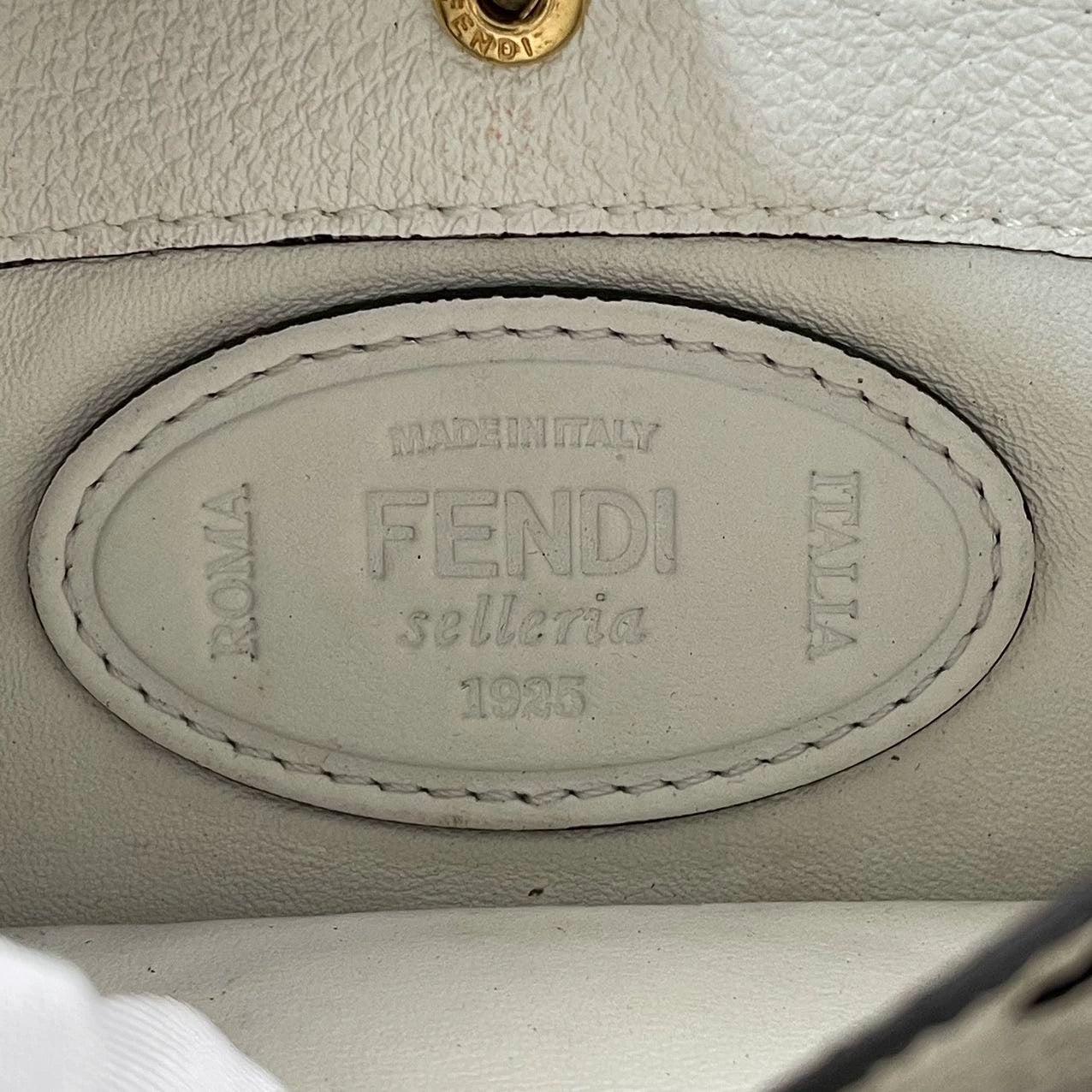 Fendi Baguette Calfskin Leather Weave Black and White Crossbody Bag 3