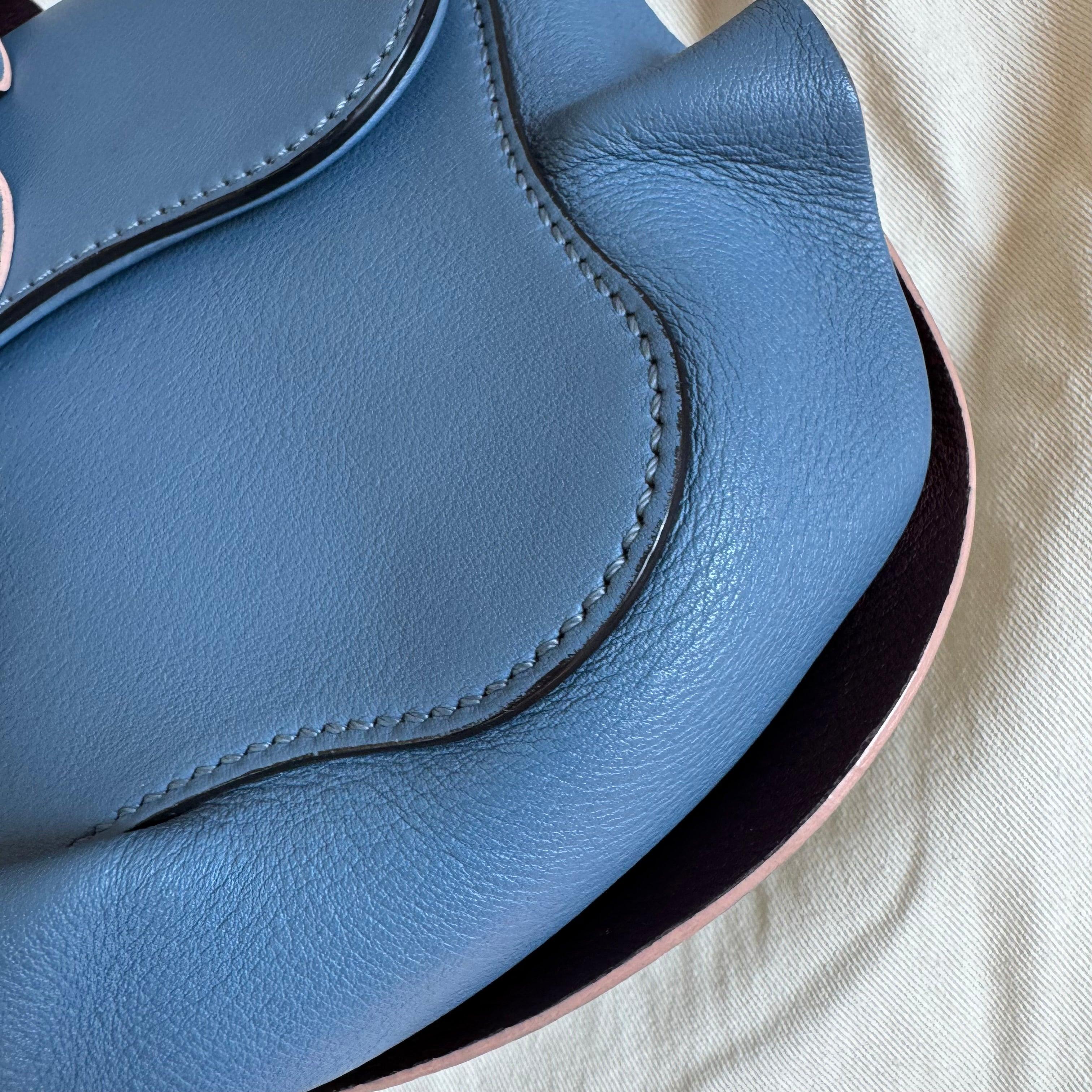 Fendi Baguette Calfskin Waves Baguette Blue Crossbody Bag 5