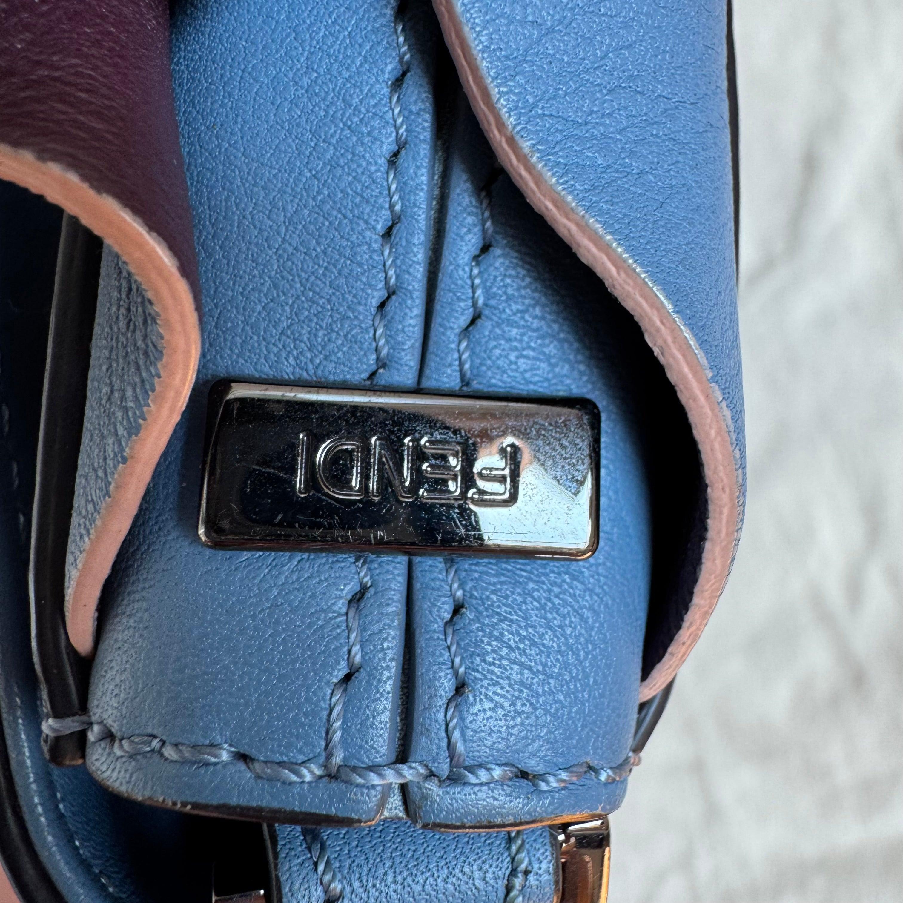Fendi Baguette Calfskin Waves Baguette Blue Crossbody Bag 6